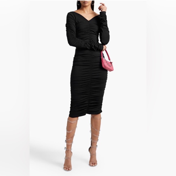 Helmut Lang Dresses & Skirts - Helmut Lang Black Ruched Midi Dress XS/S